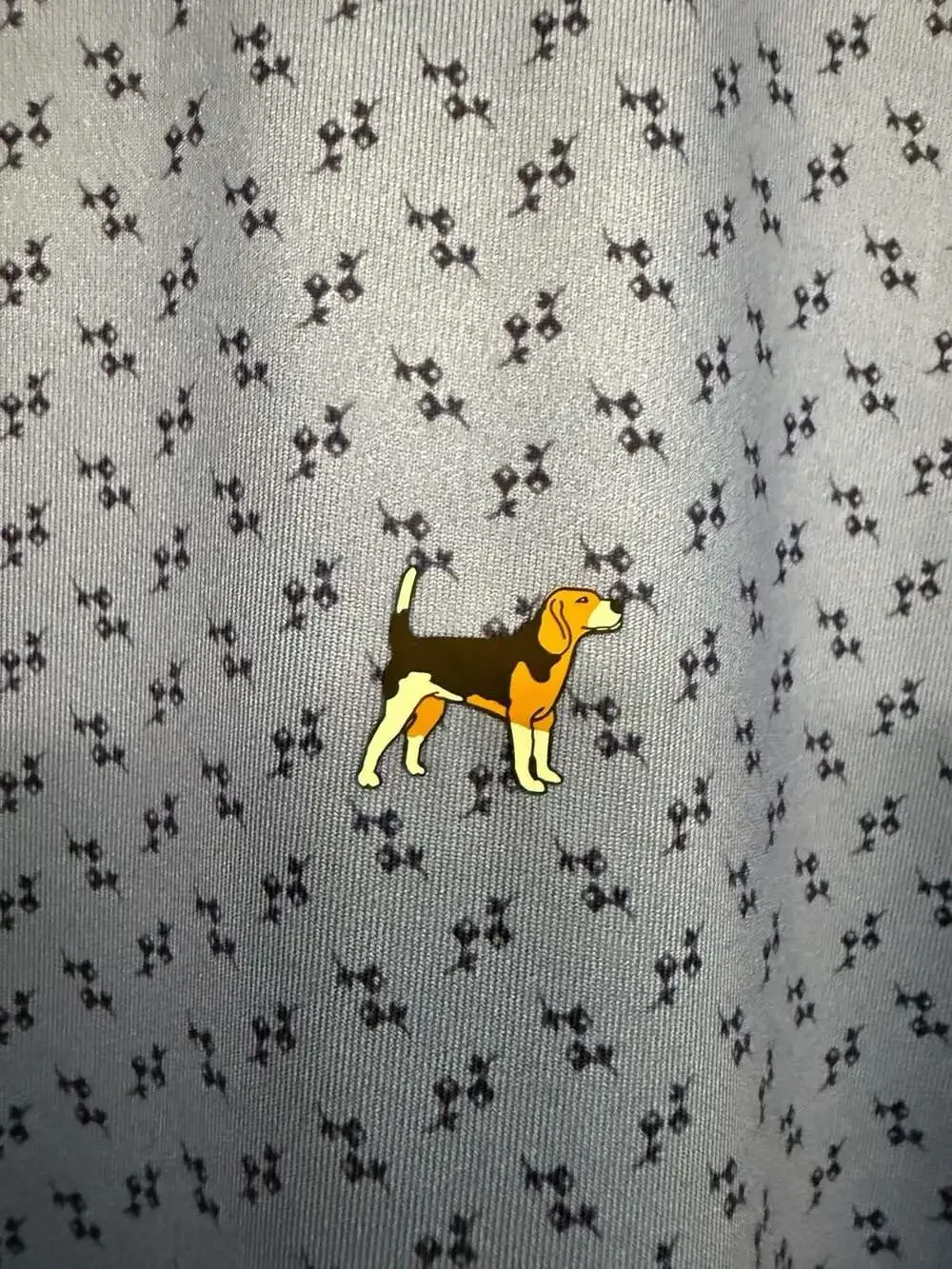 Southern Charm Clothing Golf Polo Size M Blue Beagle Print Performance